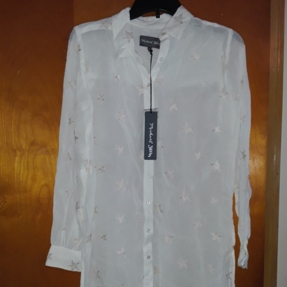 Michael Stars White Long Sleeve Embroidered Top - Picture 3 of 7